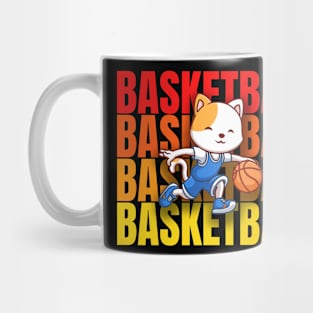 Cat Playing Basketball Typography 3D Mug